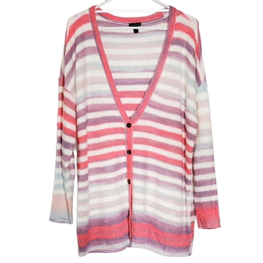 BC03-13 Torrid Striped front button long sleeve cardigan
